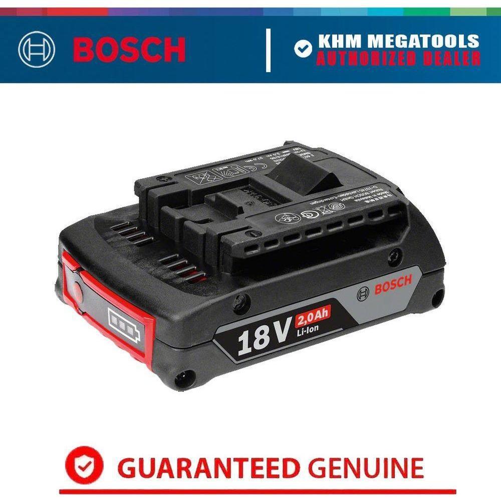 Bosch GBA 18V / 2.0Ah Battery M-B Lithium Ion Battery | Bosch by KHM Megatools Corp. Bosch GBA 18V / 2.0Ah Battery M-B Lithium Ion Battery | Bosch by KHM Megatools Corp.